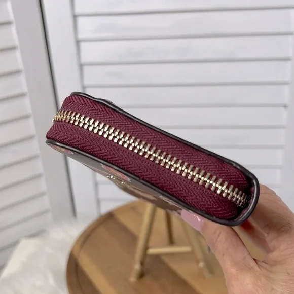 KATE SPADE l Tinsel Wallet Limited Edition Zip Around  Floral Glitter Deep Berry - Picture 8 of 11